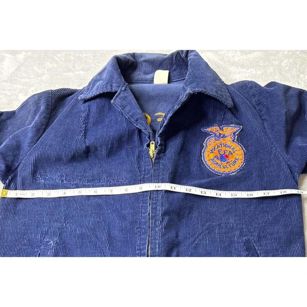 FFA California Gridley Blue Corduroy Jacket Vintage 1977 Future Farmer USA sz 34
